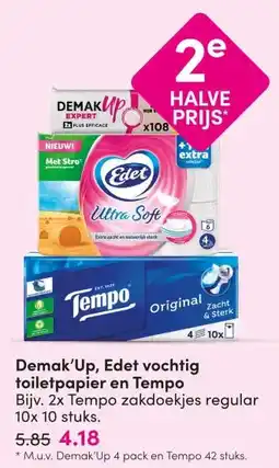 DA Demak'Up, Edet vochtig toiletpapier en Tempo aanbieding