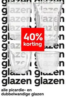 HEMA Alle picardie- en dubbelwandige glazen aanbieding
