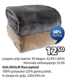 Jysk Gulskolm fleeceplaid aanbieding