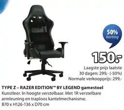 Jysk Type z - razer edition by legend gamestoel aanbieding