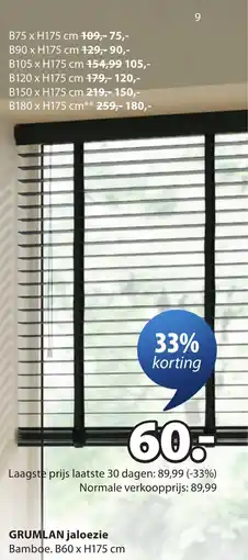 Jysk Grumlan jaloezie aanbieding
