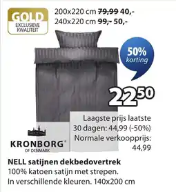 Jysk Nell satijnen dekbedovertrek aanbieding