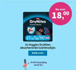 Plein.nl 3x Huggies DryNites absorberende luierbroekjes aanbieding