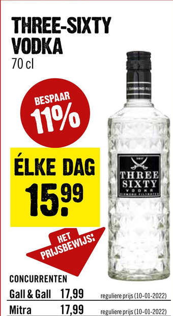 Dirck 3 THREE-SIXTY VODKA aanbieding