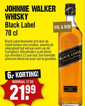 Dirck 3 Johnnie Walker Whisky Black Label aanbieding