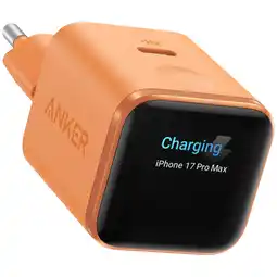 MediaMarkt Anker Nano Oplader 45w Met Smart Display Oranje Wandlader aanbieding