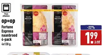 ALDI Fortune express naanbrood 4-pack 4 x 130g aanbieding