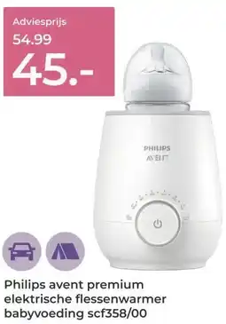 Prenatal Philips avent premium elektrische flessenwarmer babyvoeding scf358/00 aanbieding
