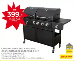 Praxis Central Park BBQ & Friends Gas / Houtskoolbarbecue 2-in-1 Compact Brandon aanbieding