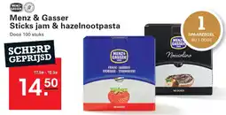 Sligro Menz & Gasser Sticks Jam & hazelnootpasta aanbieding