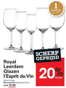 Sligro Royal leerdam glazen l'esprit du vin aanbieding