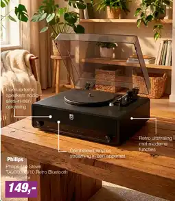 EP Philips The Stevie TAV3000B/10 Retro Bluetooth Platenspeler aanbieding