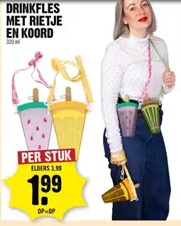 Dirck 3 Drinkfles met rietje en koord aanbieding