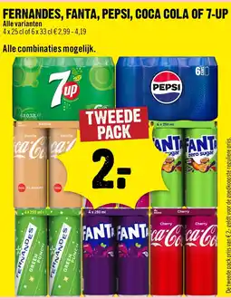 Dirck 3 Fernandes, fanta, pepsi, coca cola of 7-up aanbieding