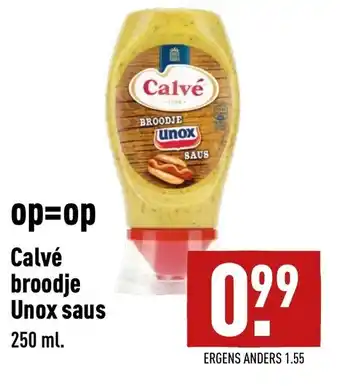 ALDI Calve broodje Unox saus 250ml aanbieding