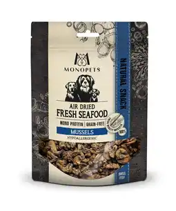 Pets Place Monopets Air Dried Fresh Seafood - Verwensnacks - Mosselen 100 g aanbieding