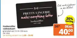 Albert Heijn Hunkemöller cadeaukaart aanbieding