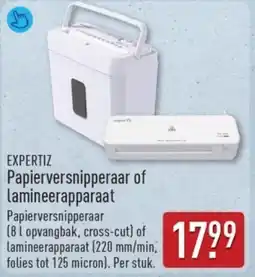ALDI Expertiz Papierversnipperaar of Lamineerapparaat aanbieding