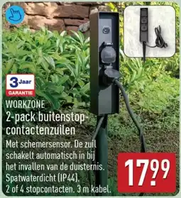 ALDI Workzone 2-pack buitenstop contactenzuilen aanbieding