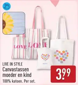 ALDI Live in Style Canvastassen moeder en kind aanbieding