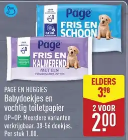 ALDI Page en huggies babydoekjes en vochtig toiletpapier aanbieding