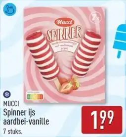 ALDI Mucci Spinner Ijs Aardbei Vanille aanbieding