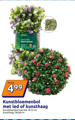 Action Kunstbloemenbol met led of kunsthaag aanbieding