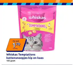 Action Whiskas Temptations kattensnoepjes kip en kaas aanbieding