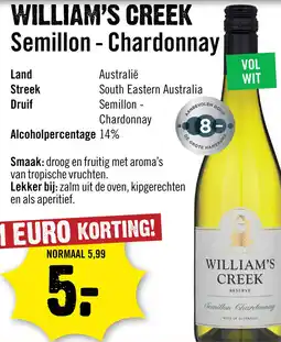 Dirck 3 William's Creek Semillon - Chardonnay Reserve 75 cl aanbieding