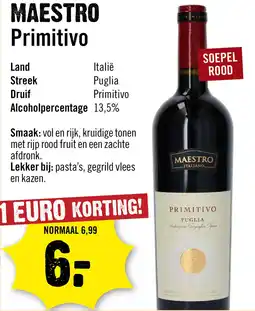 Dirck 3 Maestro Primitivo 75 cl aanbieding