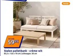 Action Stalen palletbank - crème-wit aanbieding