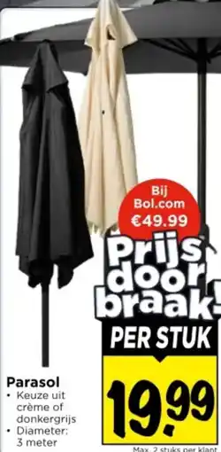 Vomar Voordeelmarkt parasol aanbieding
