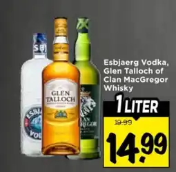 Vomar Voordeelmarkt Esbjaerg vodka, glen talloch of clan macgregor whisky aanbieding