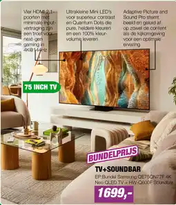 EP EP:Bundel Samsung QE75QN77F 4K Neo QLED TV + HW-Q600F Soundbar aanbieding