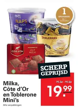 Sligro Milka, Côte d'Or en Toblerone Mini's aanbieding