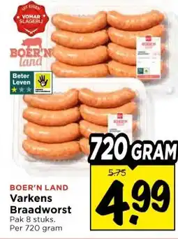 Vomar Voordeelmarkt BOER'N LAND Varkens Braadworst aanbieding