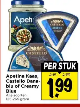 Vomar Voordeelmarkt Apetina Kaas, Castello Dana- blu of Creamy Blue aanbieding