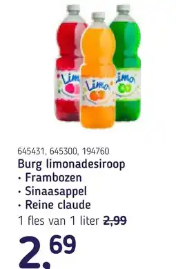 Van Hoeckel Burg limonadesiroop aanbieding