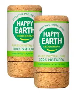 De Online Drogist Happy Earth 100% Natural Crystal Deo Unscented Duoverpakking aanbieding