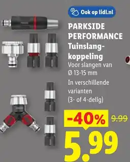 Lidl Parkside performance Tuinslang- koppeling aanbieding