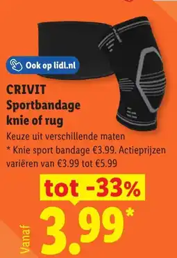 Lidl Crivit sportbandage knie of rug aanbieding