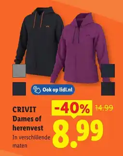 Lidl Crivit dames of herenvest aanbieding