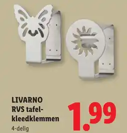 Lidl Livarno rvs tafel- kleedklemmen aanbieding