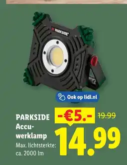 Lidl Parkside Accu- werklamp aanbieding