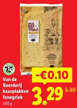 Lidl Van de Boerderij kaasplakken fenegriek aanbieding