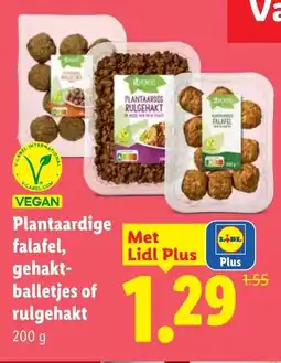 Lidl Plantaardige falafel, gehaktballetjes of rulgehakt aanbieding