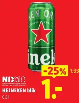 Lidl Heineken blik aanbieding