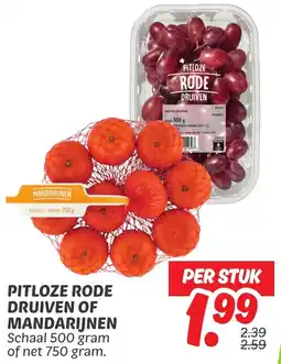 Dekamarkt Pitloze Rode Druiven of Mandarijnen aanbieding