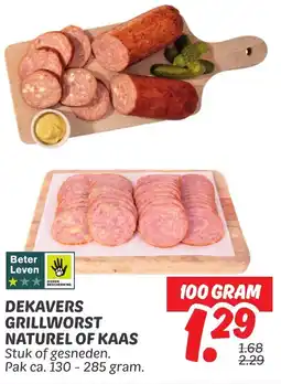 Dekamarkt Dekavers Grillworst Naturel of Kaas aanbieding