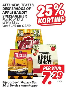 Dekamarkt Affligem, texels, desperados of apple bandit speciaalbier aanbieding